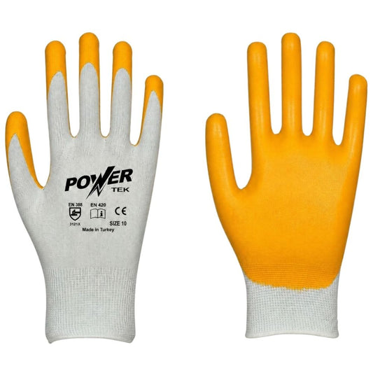 Power Tek Sarı-Beyaz Düz  İş Eldiveni 10 Numara